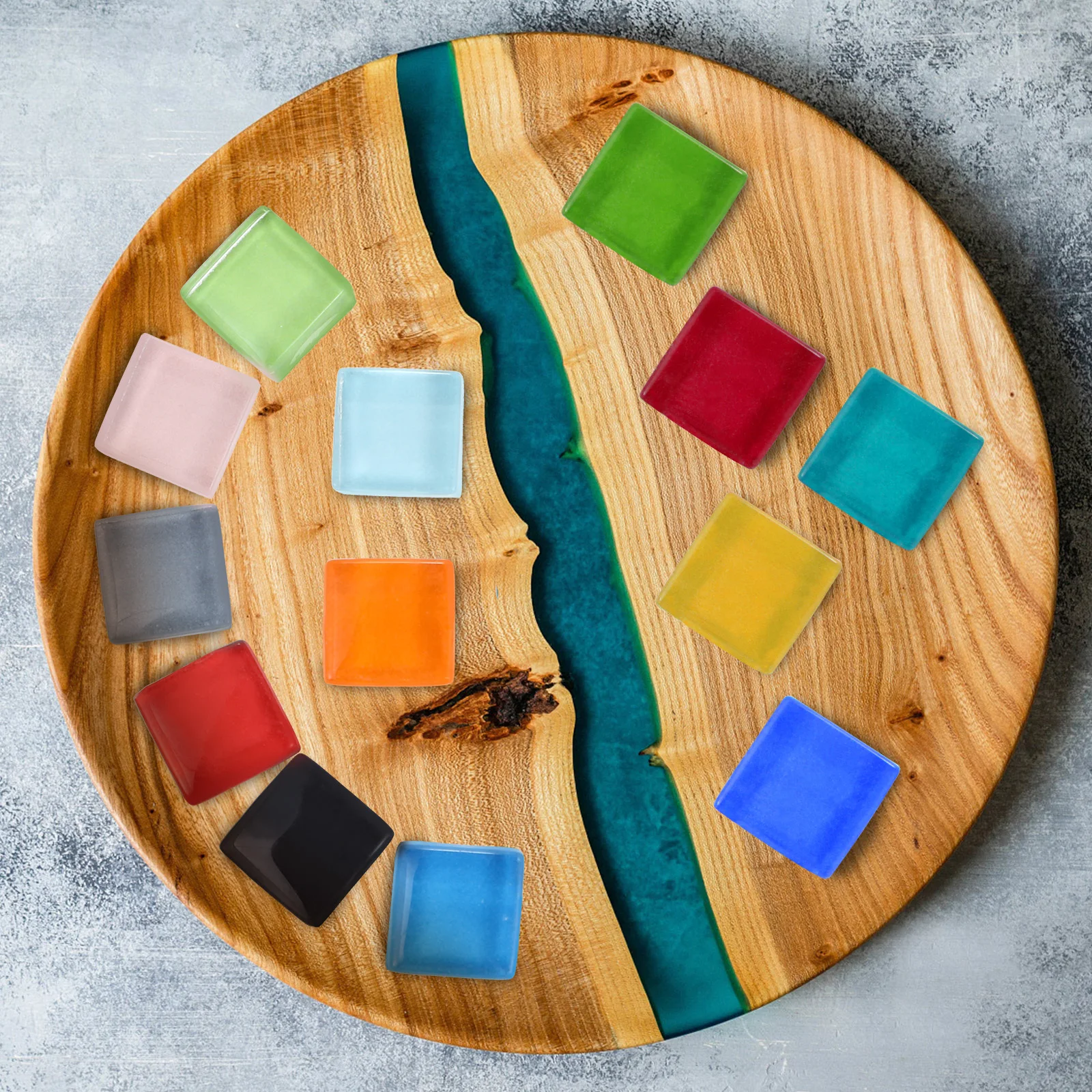 

1200Pcs Crystal Glass Tiles Square Flat Back Flat Colorful Mosaic Tiles for DIY Crafts Supplies Assorted Colors