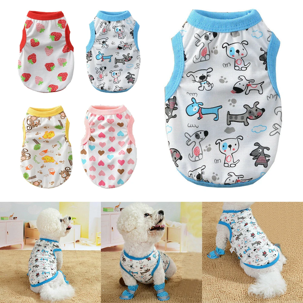 Summer Dog Shirt Cotton Casual Pet Vest Comfortable Dog Costume Puppy T-Shirt Breathable Dog Clothes