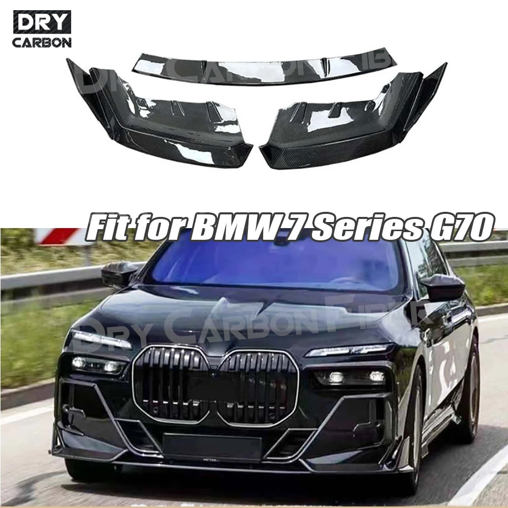 

Real Dry Carbon Fiber Front Extension Chin Protector Car Styling Front Lip Spoiler for BMW 7 Series G70 Sport 2023-2026 Auto
