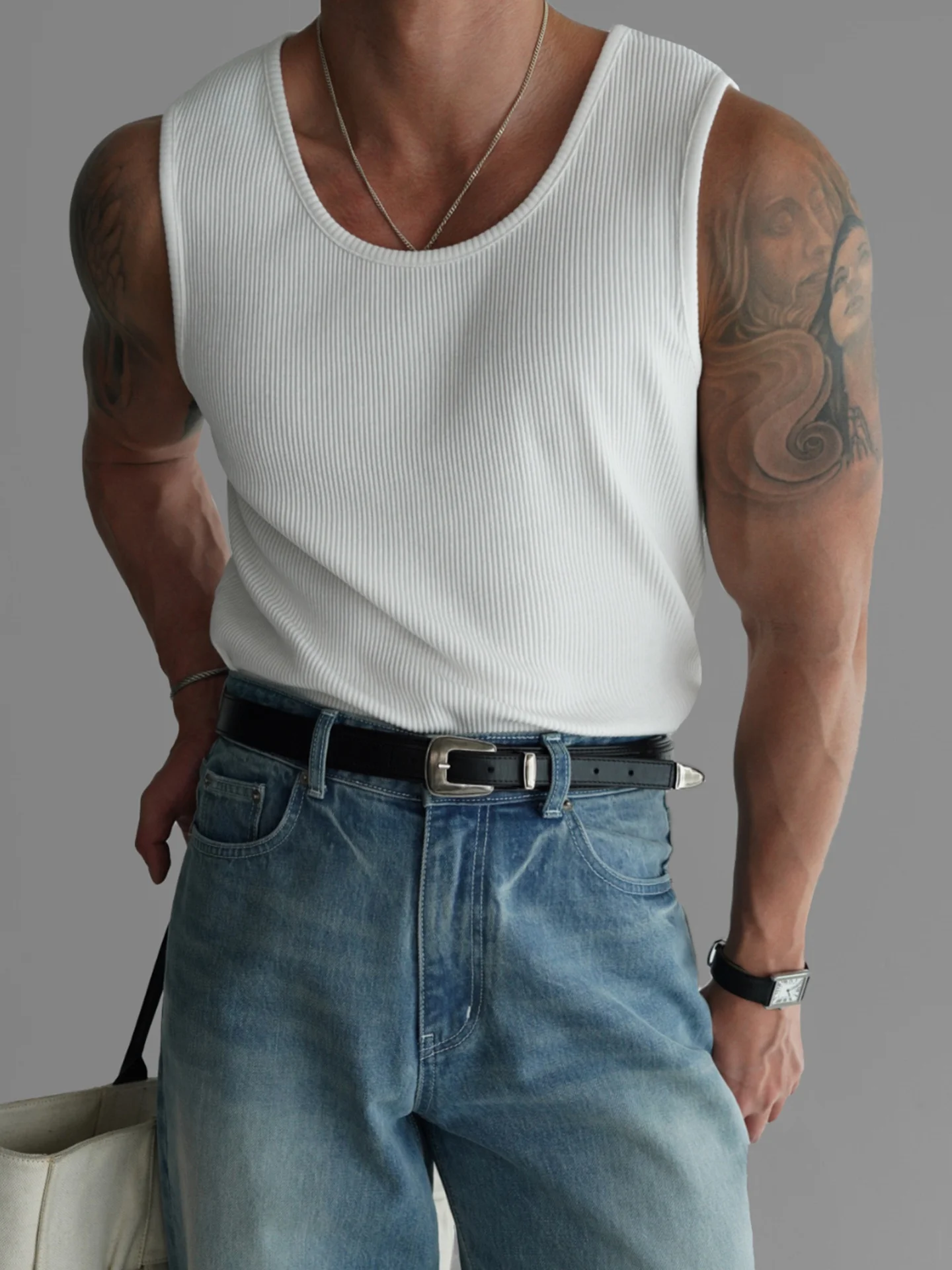 

Мужская облегающая майка Primas с широким воротником, летняя, спортивная, в американском стиле, дышащая, модная, для городской молодежи