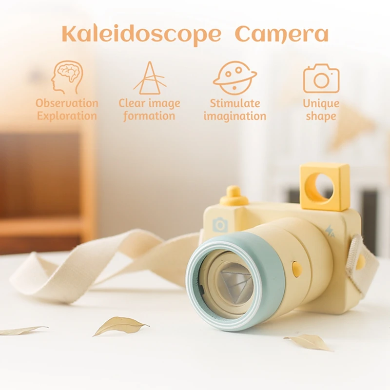 1Pc Baby Wooden Camera Toys Artascope Acrylic Lenses Children Outdoors Wooden Pendants Camera Montessori Toys For Toddler Gifts