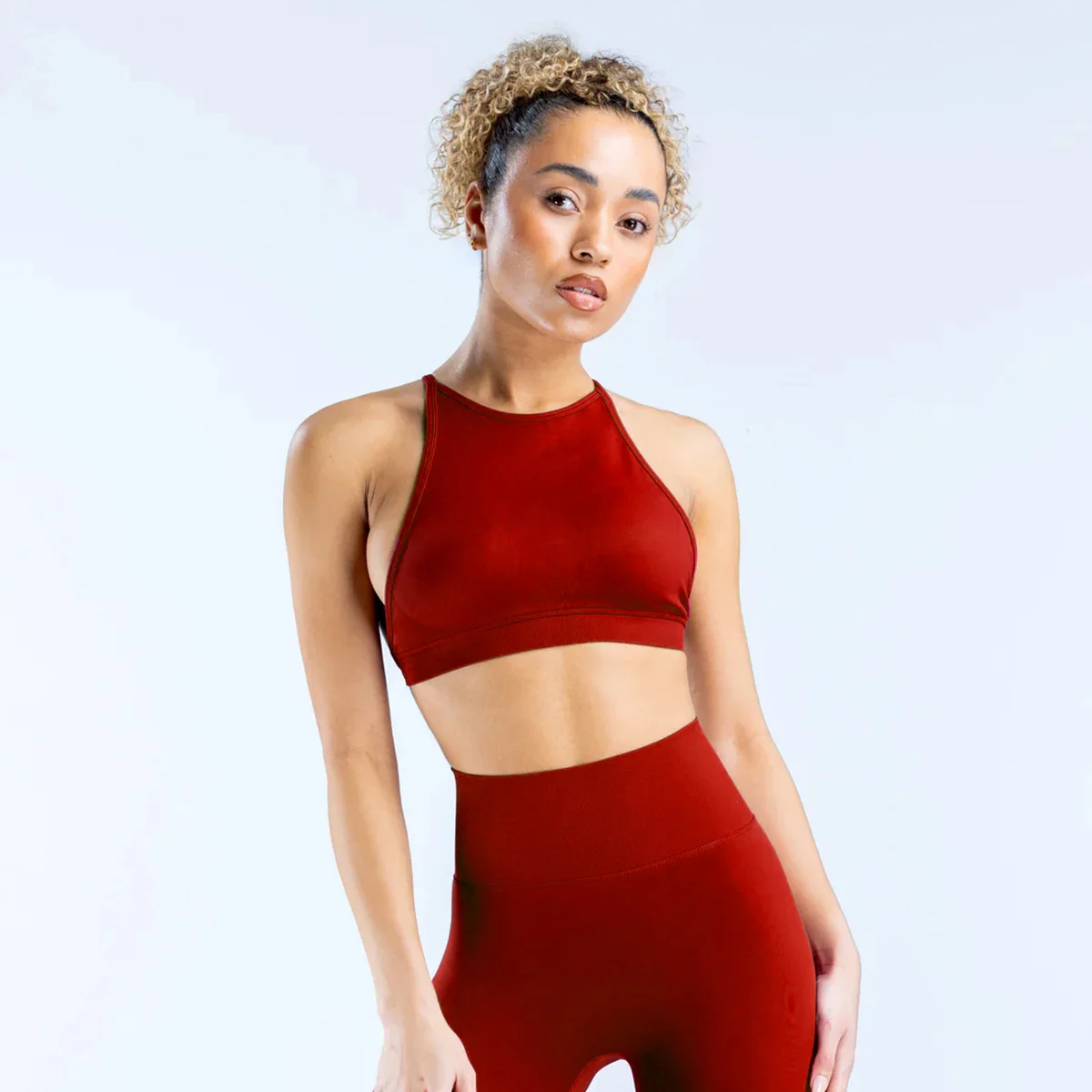 سترة ديناميكية عالية الرقبة بدون ظهر حمالة صدر رياضية ملابس رياضية تدعم الظهر متقاطع للياقة البدنية ملابس داخلية رافعة للتمرين بدون أكمام للجري #5