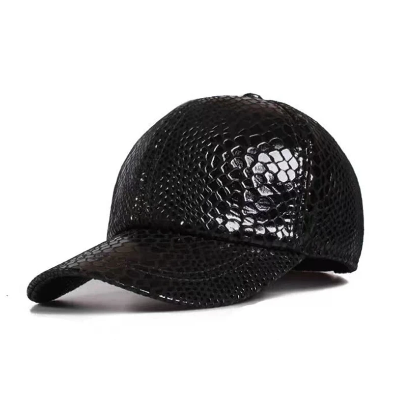 

New 2024 Spring Men's Hats Classic Crocodile Pattern Baseball Real Leather Caps Spring Autumn Adjust Size Visor Cap Male Bone