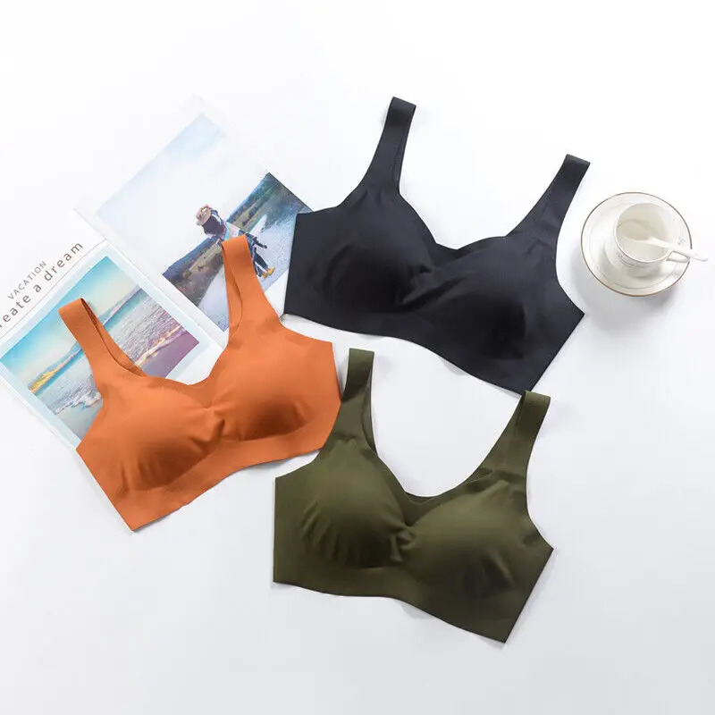 Ice Silk Seamless Bra for Women Push Up No Steel Ring Removable Chest Pad Sexy Lingerie Breathable Sports Tube Top Underwear