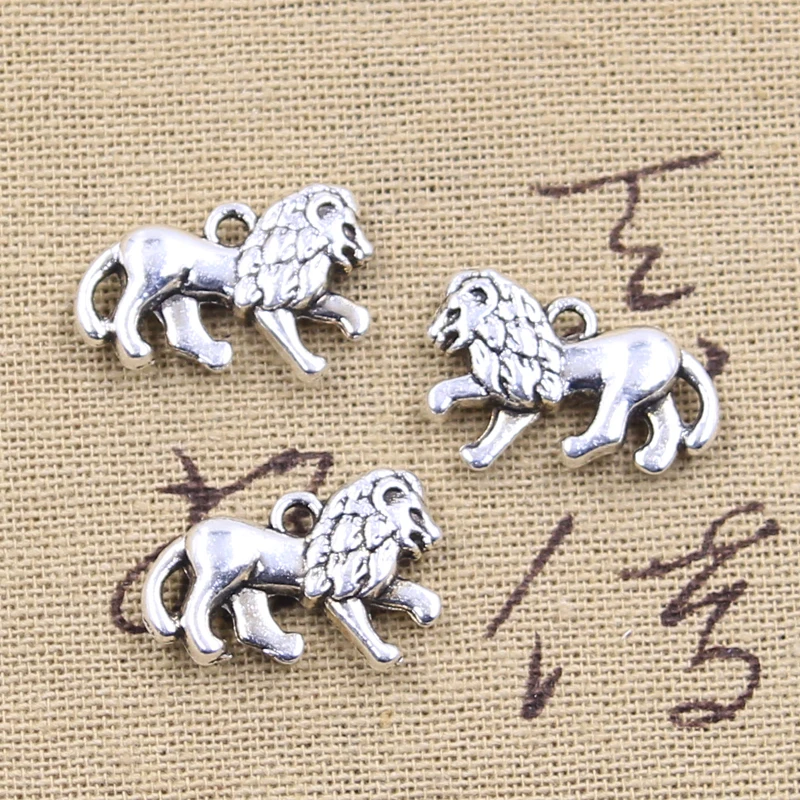 6 sztuk Charms lew 15x22mm Antique Making wisiorek fit, w stylu Vintage tybetański brąz srebrny kolor, ręcznie robiona biżuteria DIY