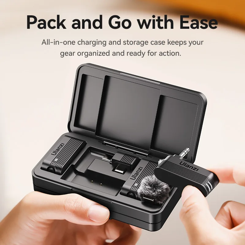 Ulanzi A100 Wireless Lavalier Lapel Mircophone للكاميرا آيفون 16 15 Pro Max Android DJI Action Pocket 3 مع سجل مزدوج مباشر