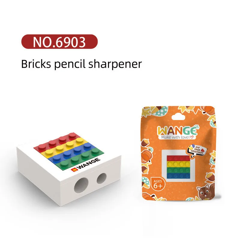 بنة القرطاسية الجسيمات الصغيرة الطوب قاعدة صندوق رصاص مبراة الحفر القلم سكين جيب شنت لعبة النص للأطفال