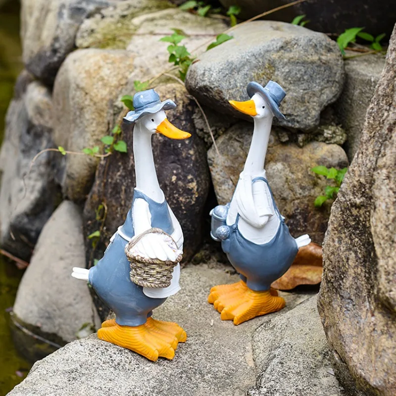 بطة زخرفة حديقة المنزل فناء الديكور سطح المكتب المشهد الحيوان الراتنج زخرفة غرفة المعيشة المنزلي بار مقهى ديكور