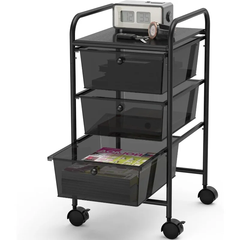 Utility Cart with 3 Drawers Rolling Storage Art Craft Organizer on Wheels