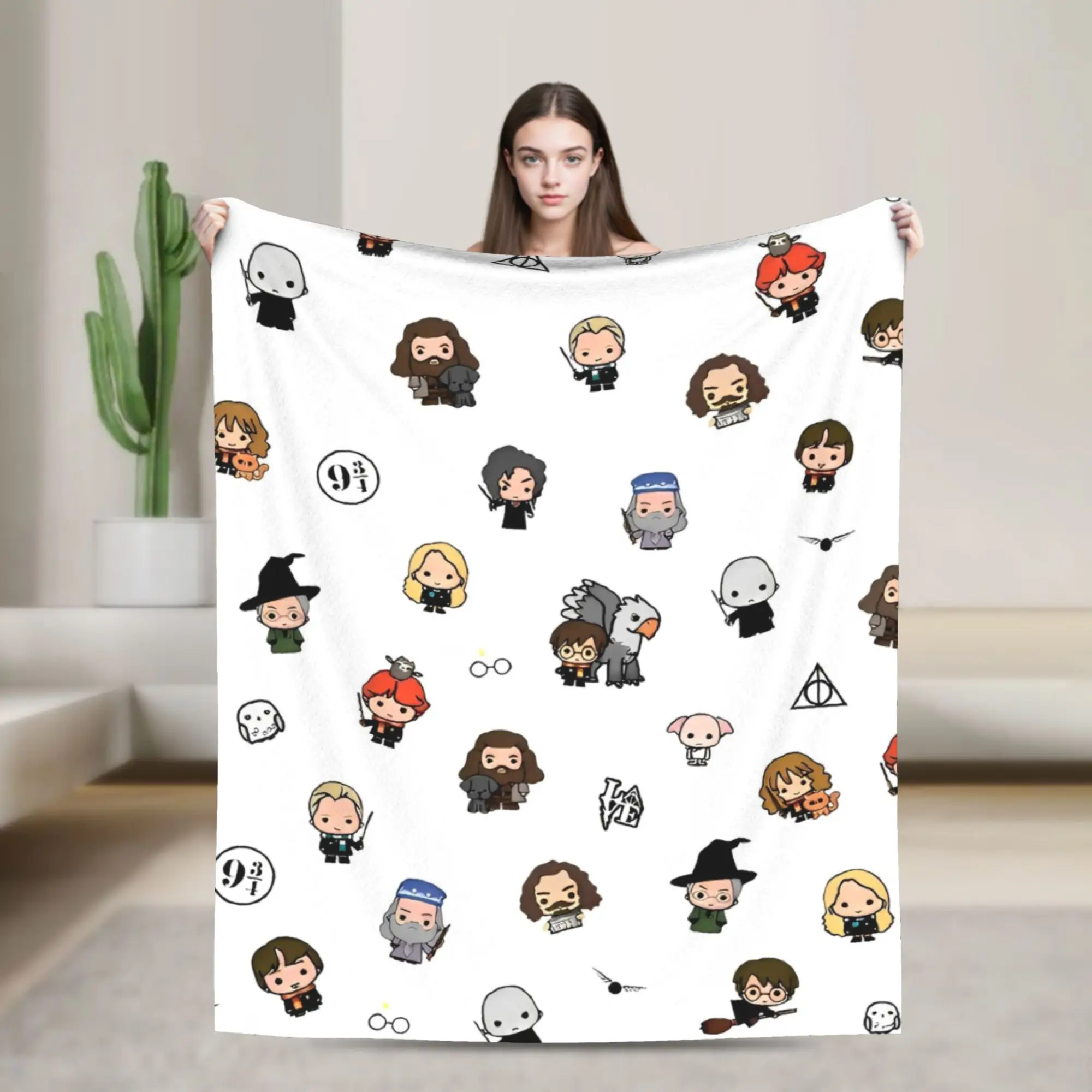 P-Potters Blanket Cover Cute Cartoon Plush Throw Blankets Summer Air Conditioning Decoration Ultra-Soft Warm Bedspreads,