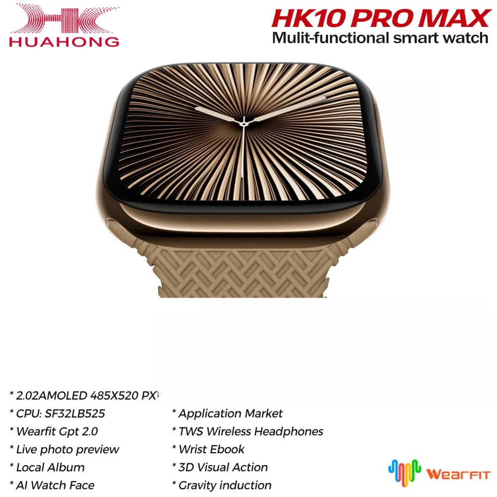 HK10 Pro Max New Smart Watch Series 10 Men AMOLED Video Music 3D Menu Fitness Tracker Men Sports Smartwatch For iOS Android