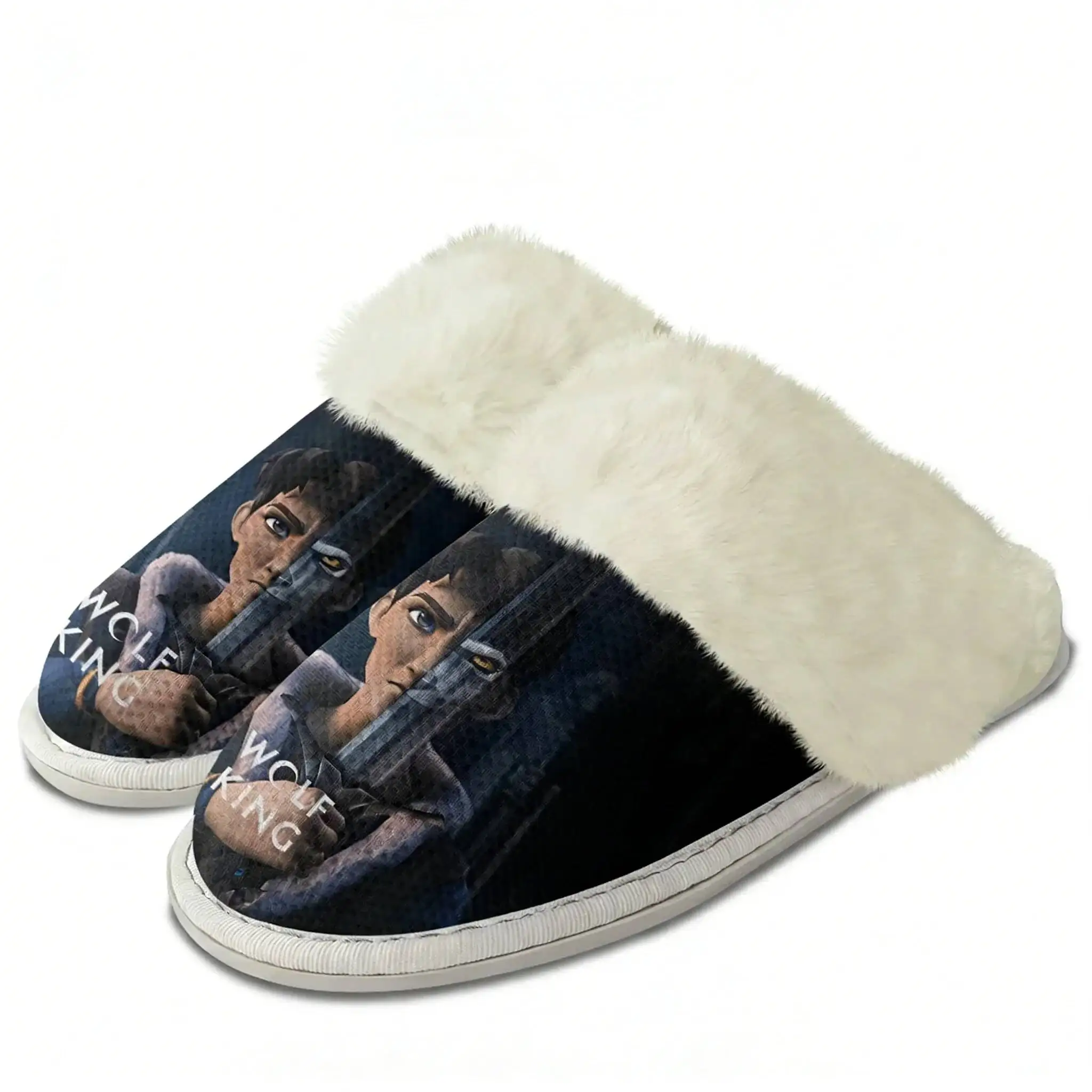 Wolf King Plush Edge Warm Shoes Mens Womens Home Casual Slipper Bedroom Thermal Cotton Lightweight Fashion Shoe Custom Slippers