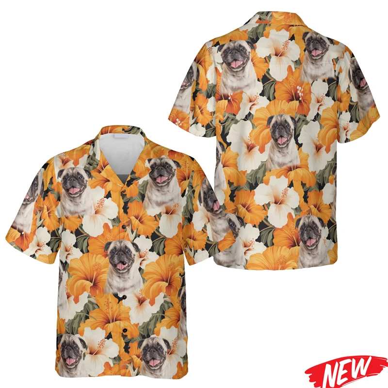 

Мужские рубашки с милым принтом собаки, 3D-печать, гавайская рубашка с животными, летняя уличная рубашка с отложным воротником, короткий рукав, горячая распродажа, свободные рубашки на пуговицах