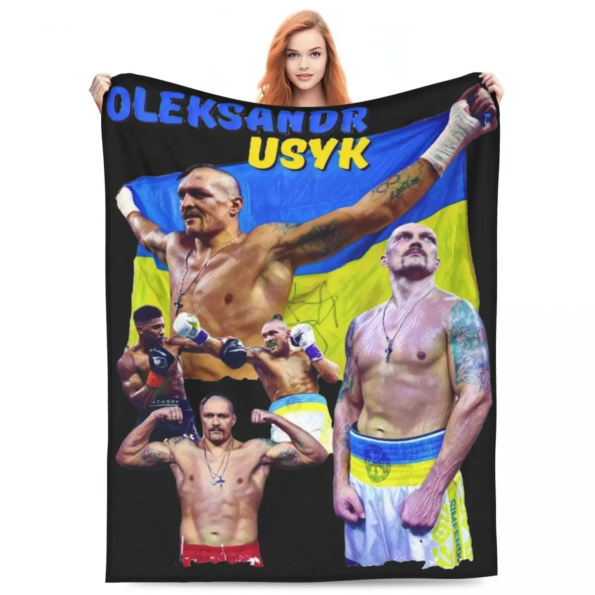 Oleksandr Usyk Boxing Boxer Blanket Flannel Decoration Undisputed Heavyweight Cozy Warm Throw Blanket for Home Outdoor Rug Piece