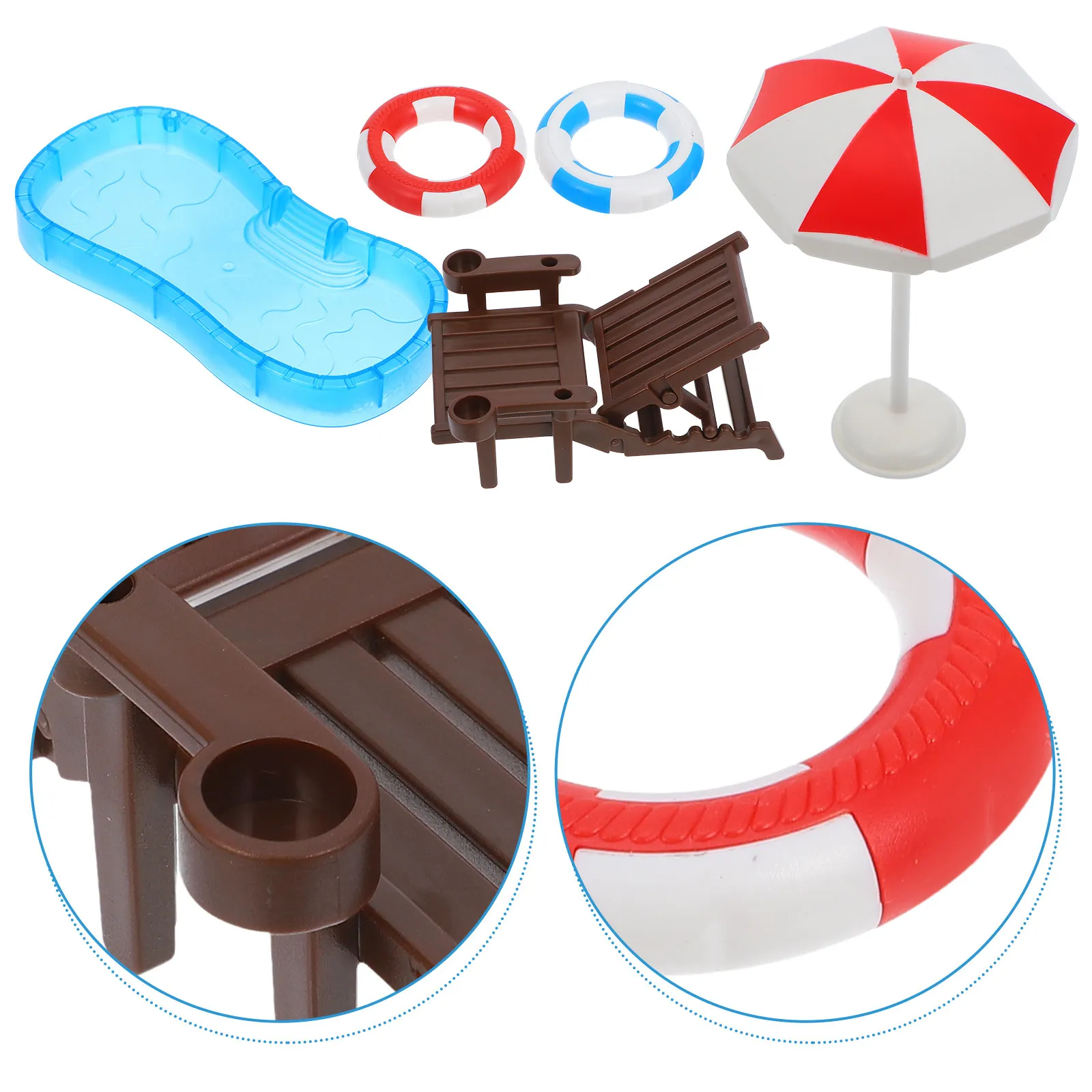 

2Sets Mini Swimming Pool Set for Miniature House Decor Summer Scene Props Micro Landscape DIY Room Display Accessories