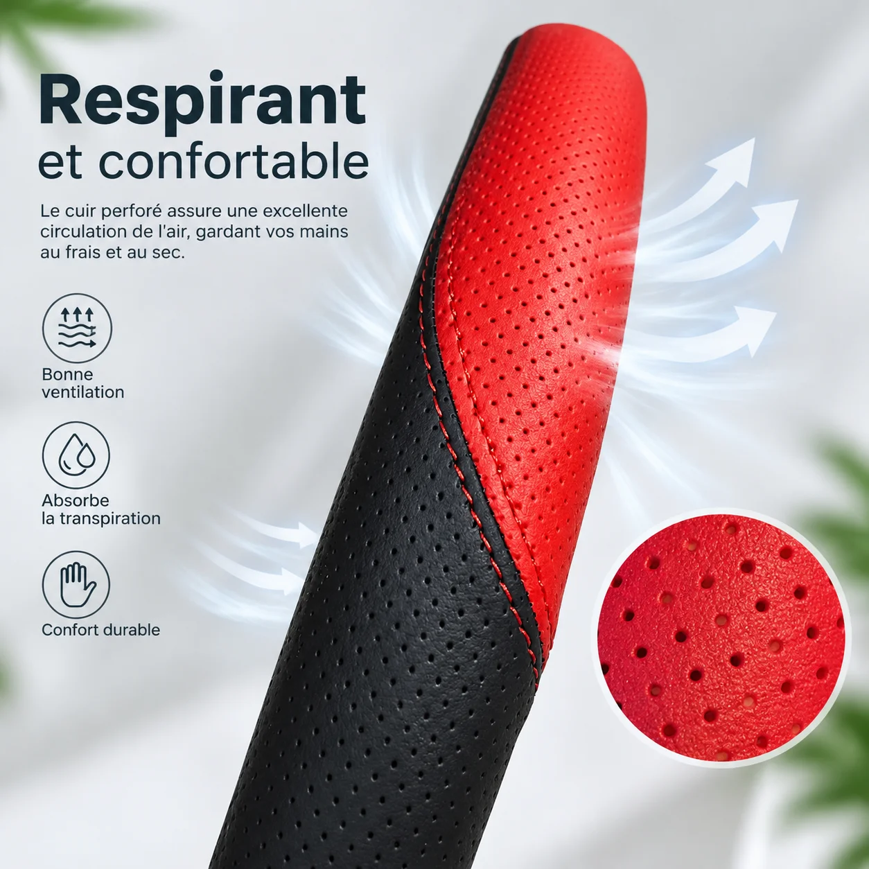 Housse de volant de voiture en - Car Steering Wheel Cover Anti Slip Breathable avis et prix