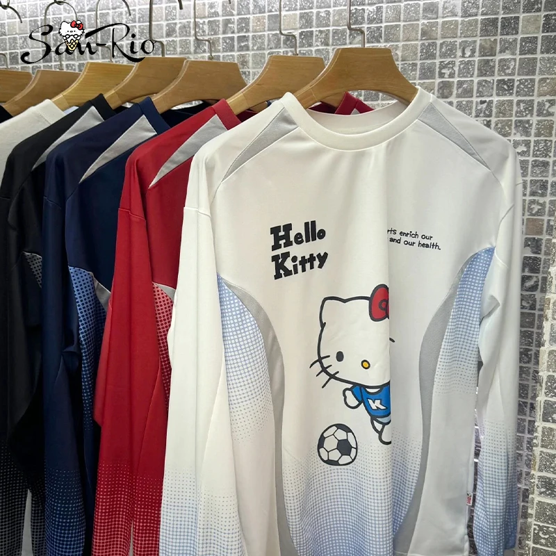 

Hello Kitty Long Sleeve T-Shirts Trendy Quick-Dry Loose Long Sleeve T-Shirts Women's Casual Hoodies Comfortable Basic Tees
