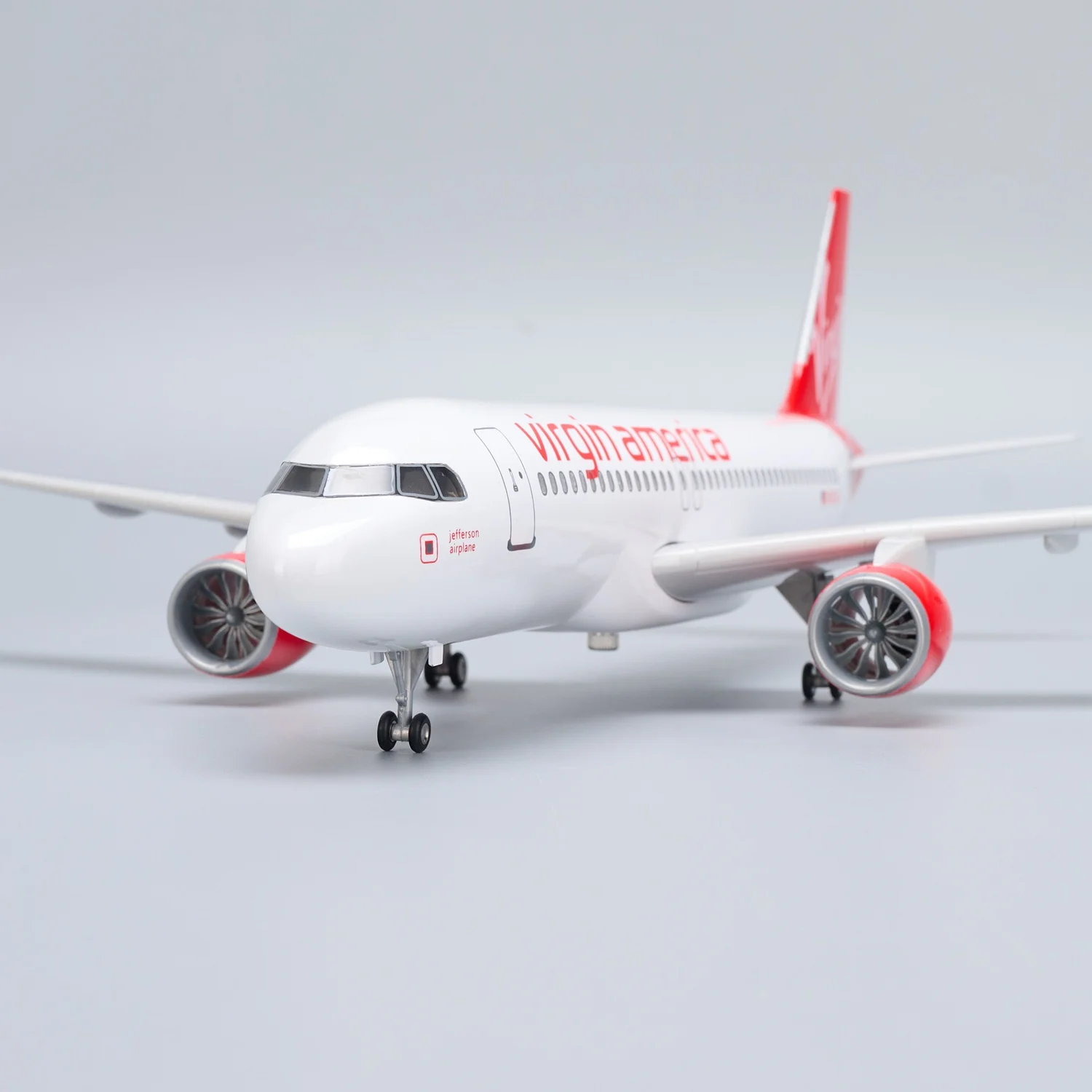 1/80 Scale Airplane Virgin America A320 Neo Plastic Model Plane With Landing Gear Wheel Light Aviation Enthusiast Gift