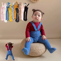 Breathable Infant Kids Suspender Pantyhose Spring Autumn Baby Girls Boys Cute Solid Color High Waist Bandage Overall Leggings