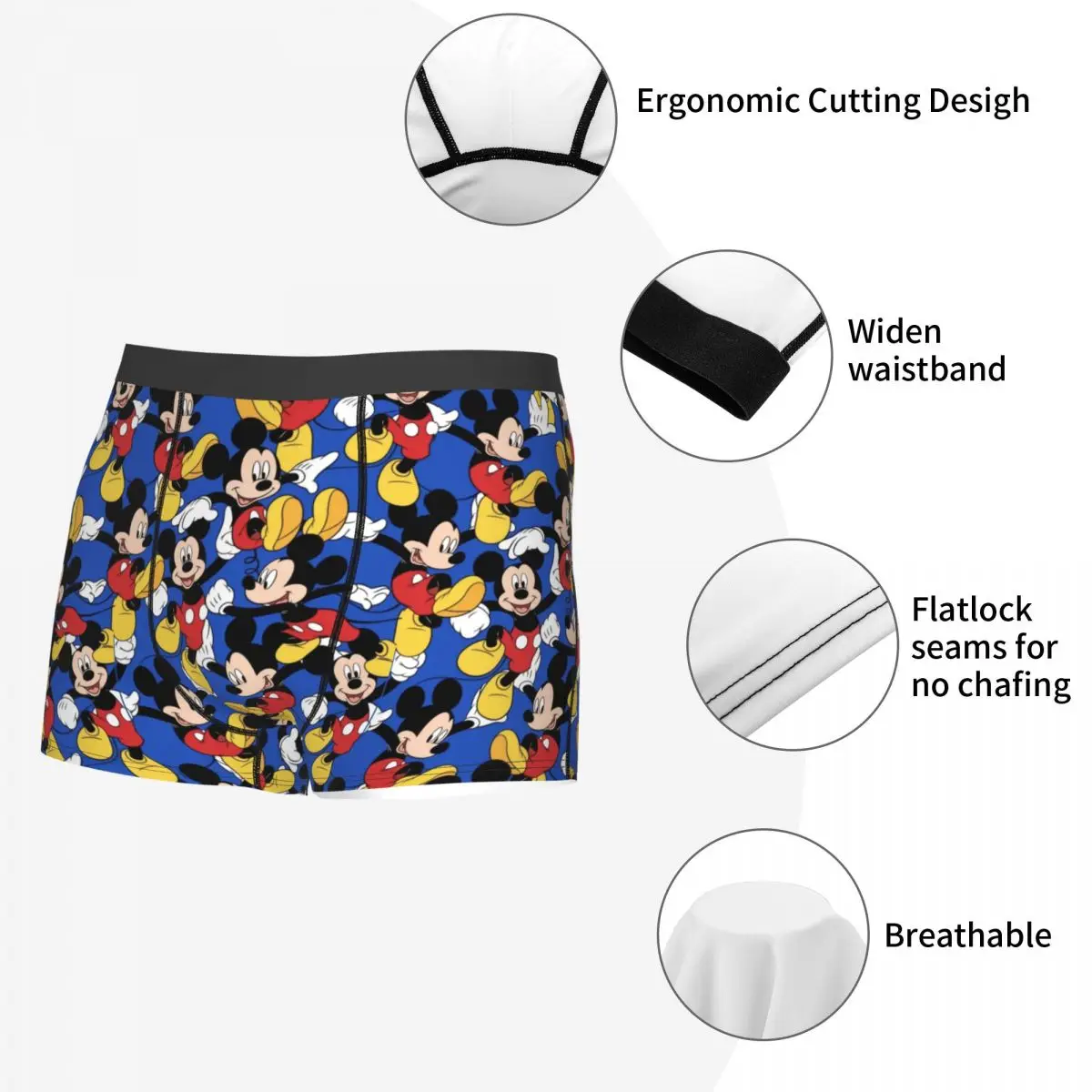 Mickey Mouse Underwear Male Print Customized Boxer Shorts Panties Briefs Breathable Underpants