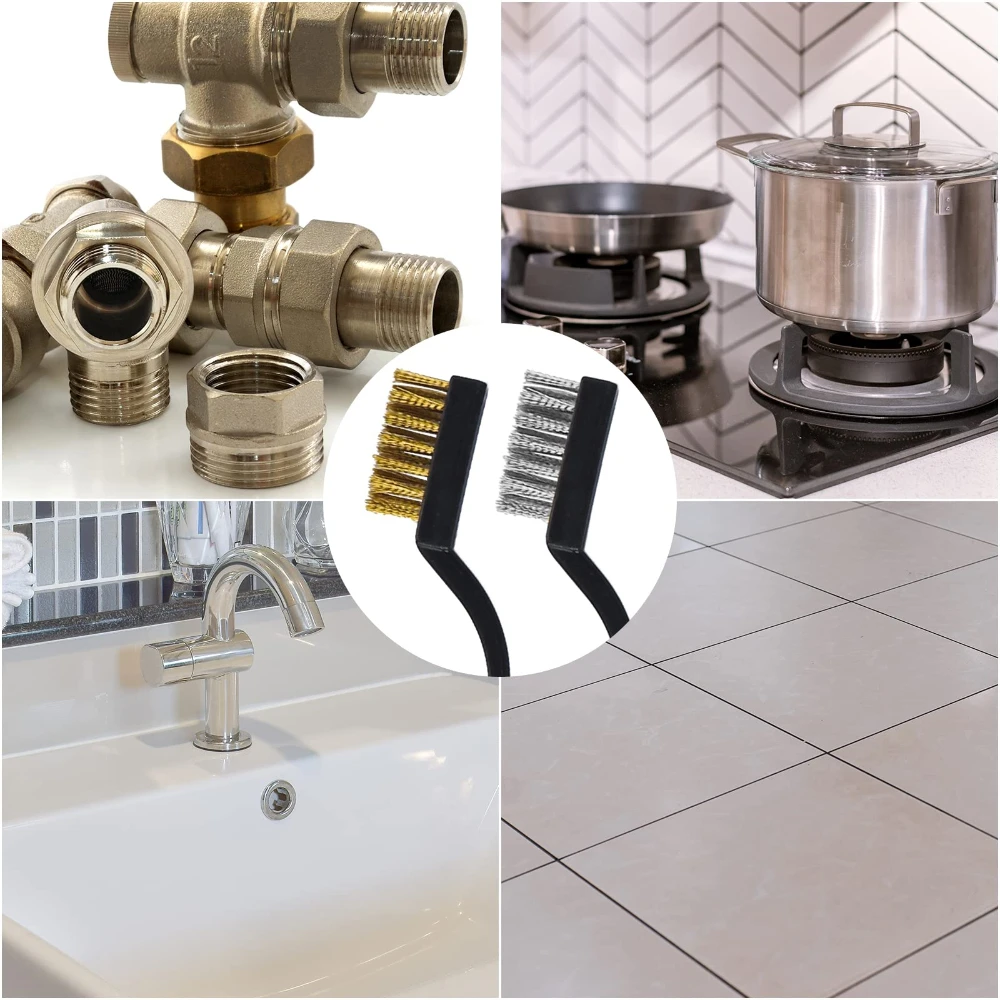 12/15 Stück 170 mm Miniatur-Stahl-Messing-Rostentfernungsbürste, bogenförmiger Griff, Drahtbürste, Mini-Bürste zum Reinigen von Schweißschlacke, Rost