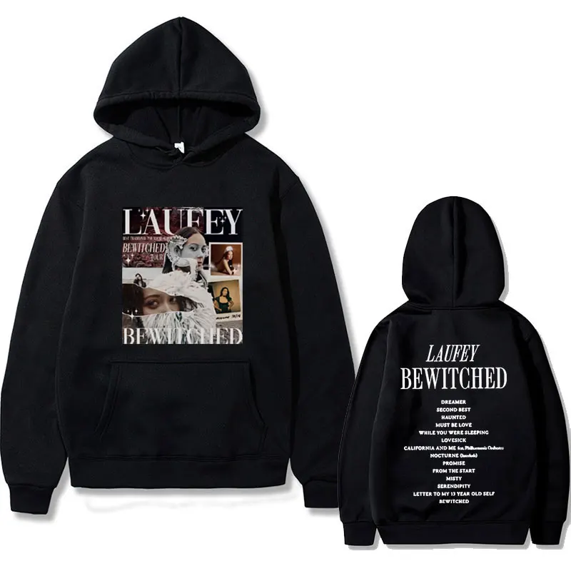 

Singer Laufey Bewitched Double Sided Print Hoodie Men Women Clothing Fashion Oversized Pullover Male Pop Music Aesthetic Hoodies