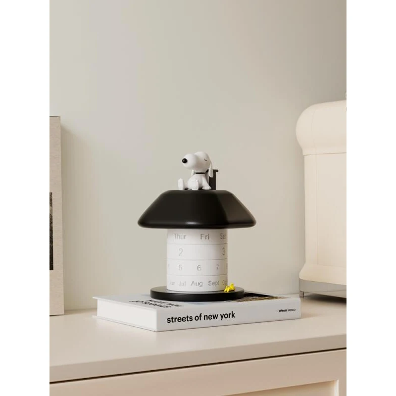 Snoopy Rotatable Perpetual Calendar Kawaii Cream Style Resin Desk Ornament Cute House Shape Table Decor Festival Gift for Home view 6