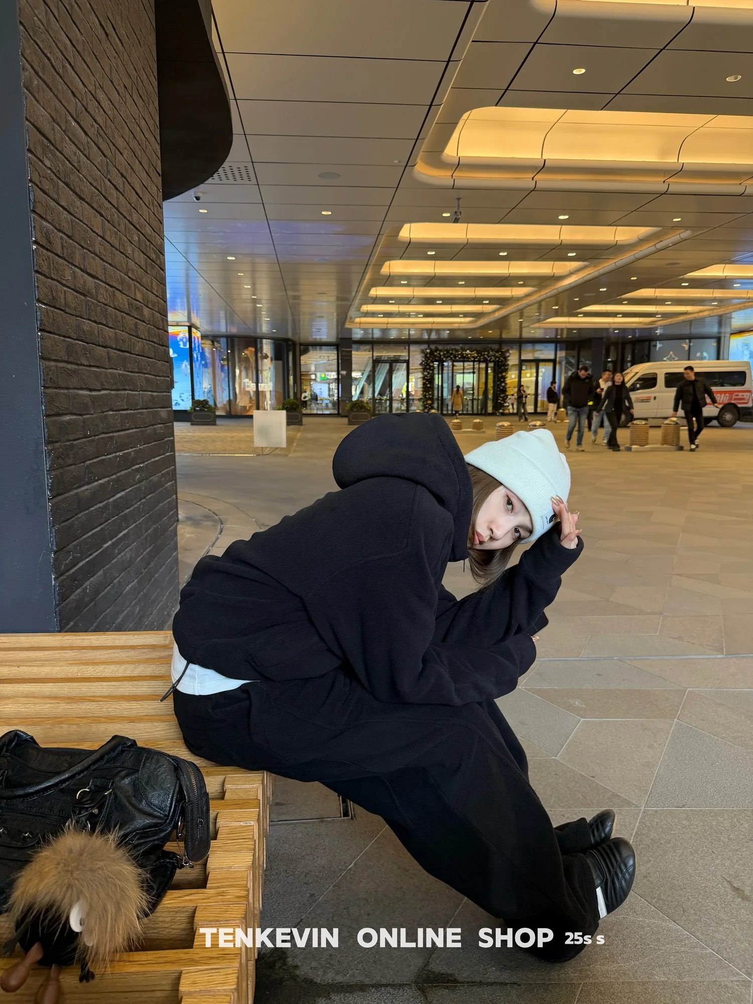 

Tenkevin женская толстовка на молнии и широкие брюки, комплект из двух предметов, повседневная зимняя одежда, удобная свободная одежда