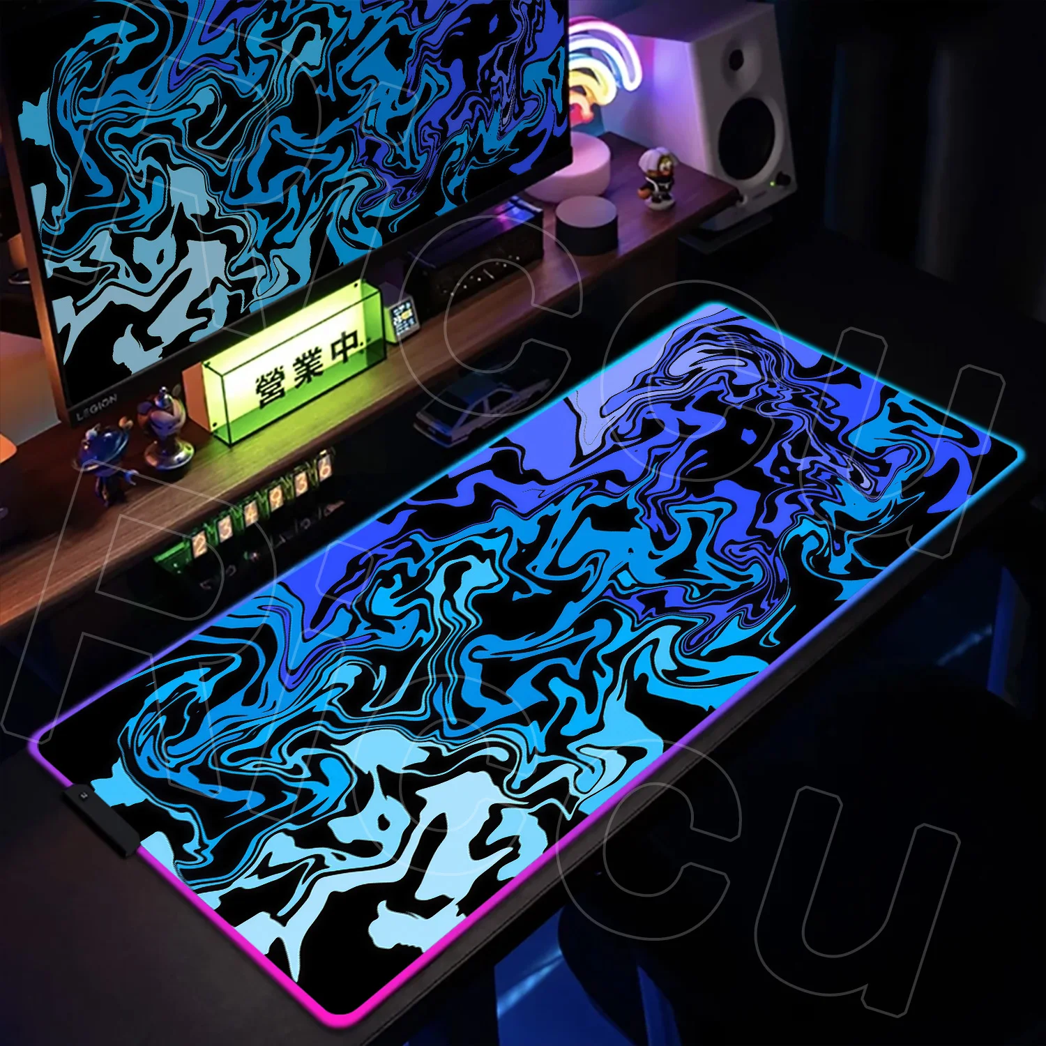 XXL black White Strata Liquid fluid 500X1000mm RGB Mouse Pad Computer Laptop Anime Keyboard Large Mousepad LED expand Desk Mat