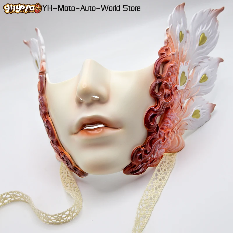 Masque de beauté de mascarade, accessoires de Costume d'halloween, masque esthétique pour femmes, demi-visage de fête, accessoires de Costume Hanfu