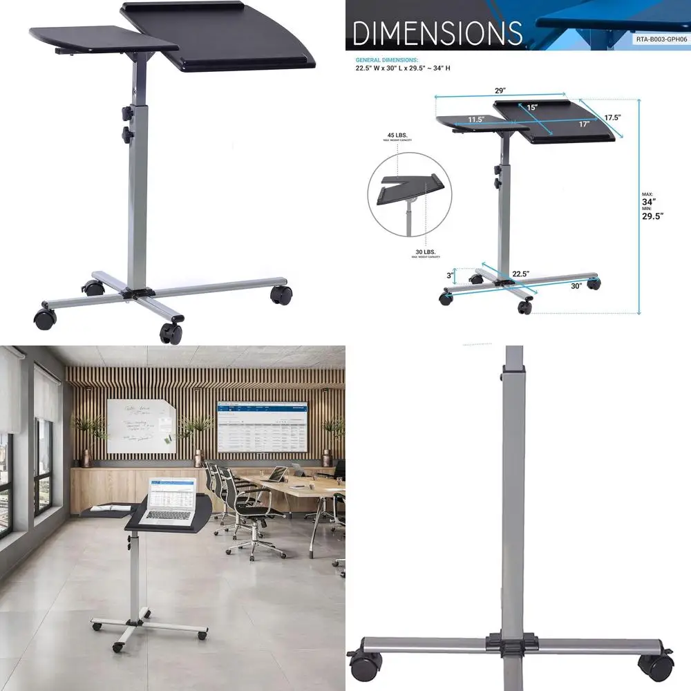 

Регулируемая тележка для ноутбука на колесиках, графит