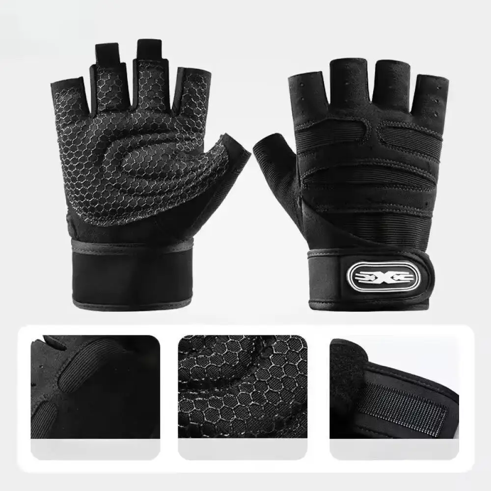 Fitness Half Finger Gloves Men And Women Wrist Guard Sports Dumbbell Riding Non Slip Horizontal Bar Exercise Training