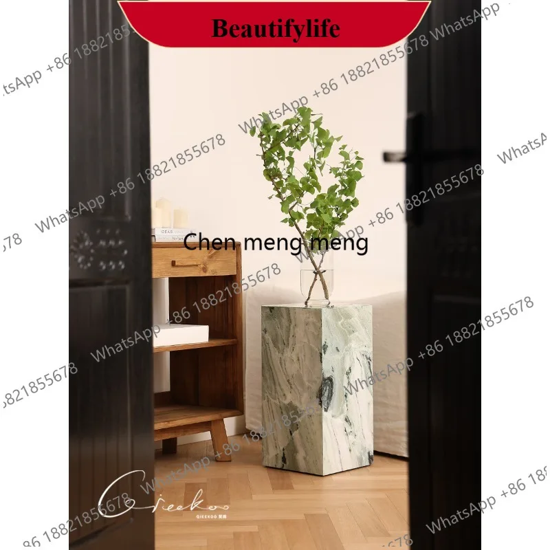 M182 Natural square cold jadeite marble living room modern side display table floor ornament