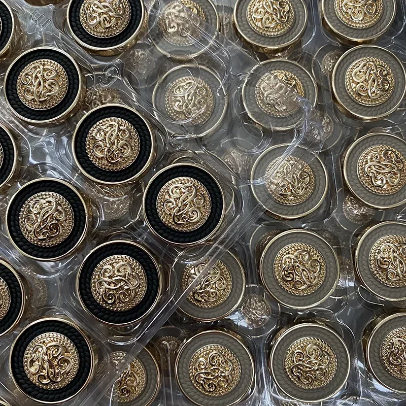 10pcs Fashionable Buttons Beautiful Pattern Round Gold Color Metal Shank Buttons Clothes Sewing Accessories