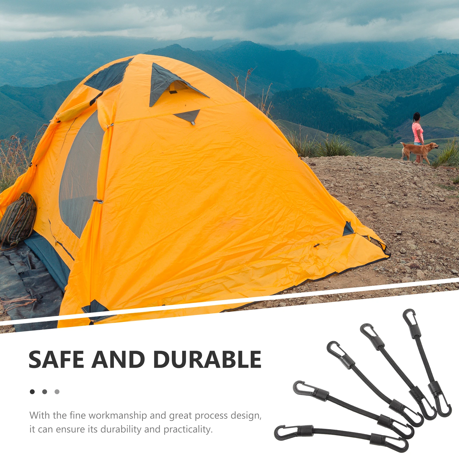 

5pcs Elastic Rope Hooks Double Head Straps Camping Accessories Kayak Buckle Outdoor Hook Rope Durable Small Design Tie Down