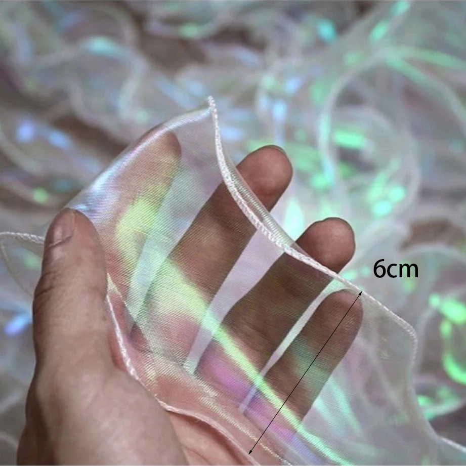 9 Yard transparenter Rüschen-Spitzenbesatz mit Farbverlauf für Hochzeitskleider, DIY-Weihnachtsdekoration, 6 cm breit – Detail 2