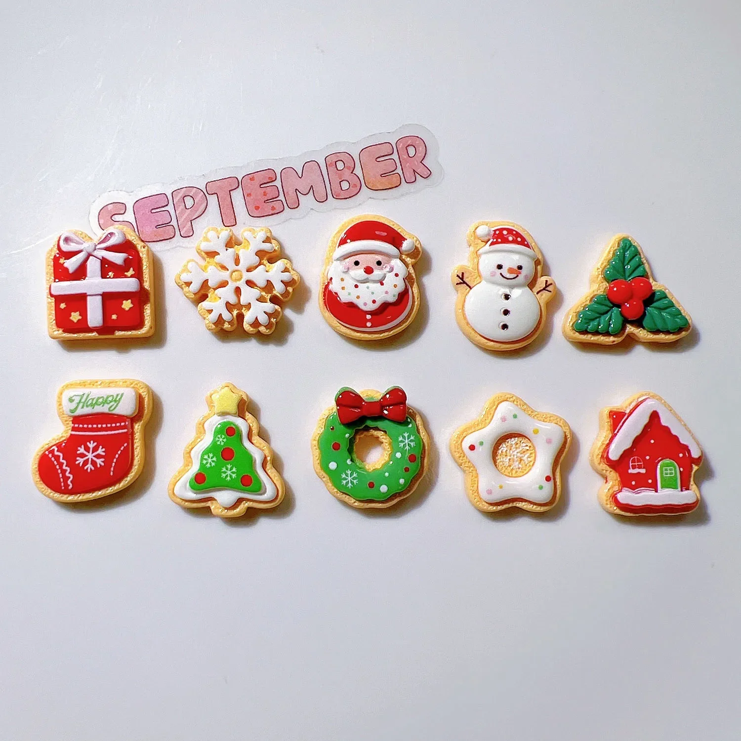 100pcs Kawaii Resin Flatback Miniature Christmas Tree Series DIY for Phone Case Hairpin Keychain Earrings Scrapbook Accessories