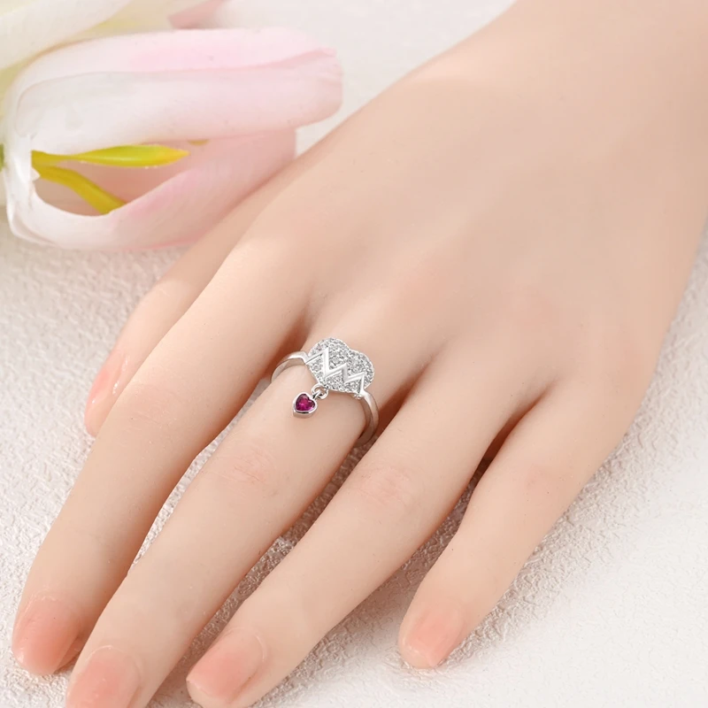 New 925 Sterling Silver Sparkling Thorn Rose Bear Heart Cross Line Ring Ladies Fine Engagement Wedding Party Jewelry Gift