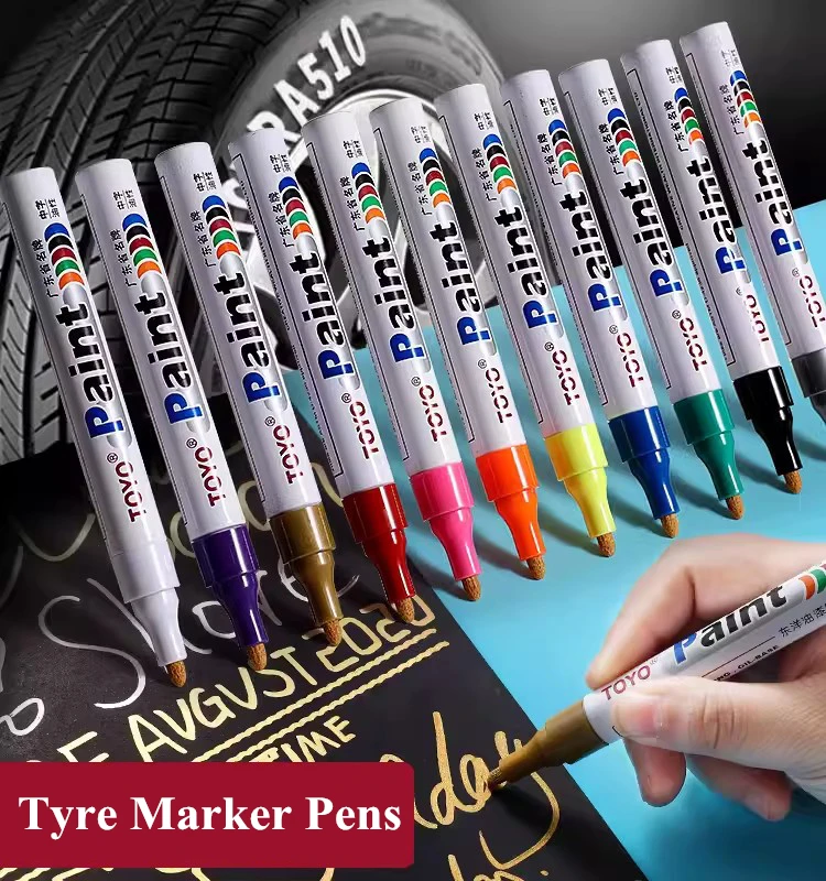 3Pcs/Set 2.5mm White Tyre Marker Pens Waterproof Not Fade Tire Pen Colors DIY Graffiti Sketching Metal Paint Graffti Oily Marker