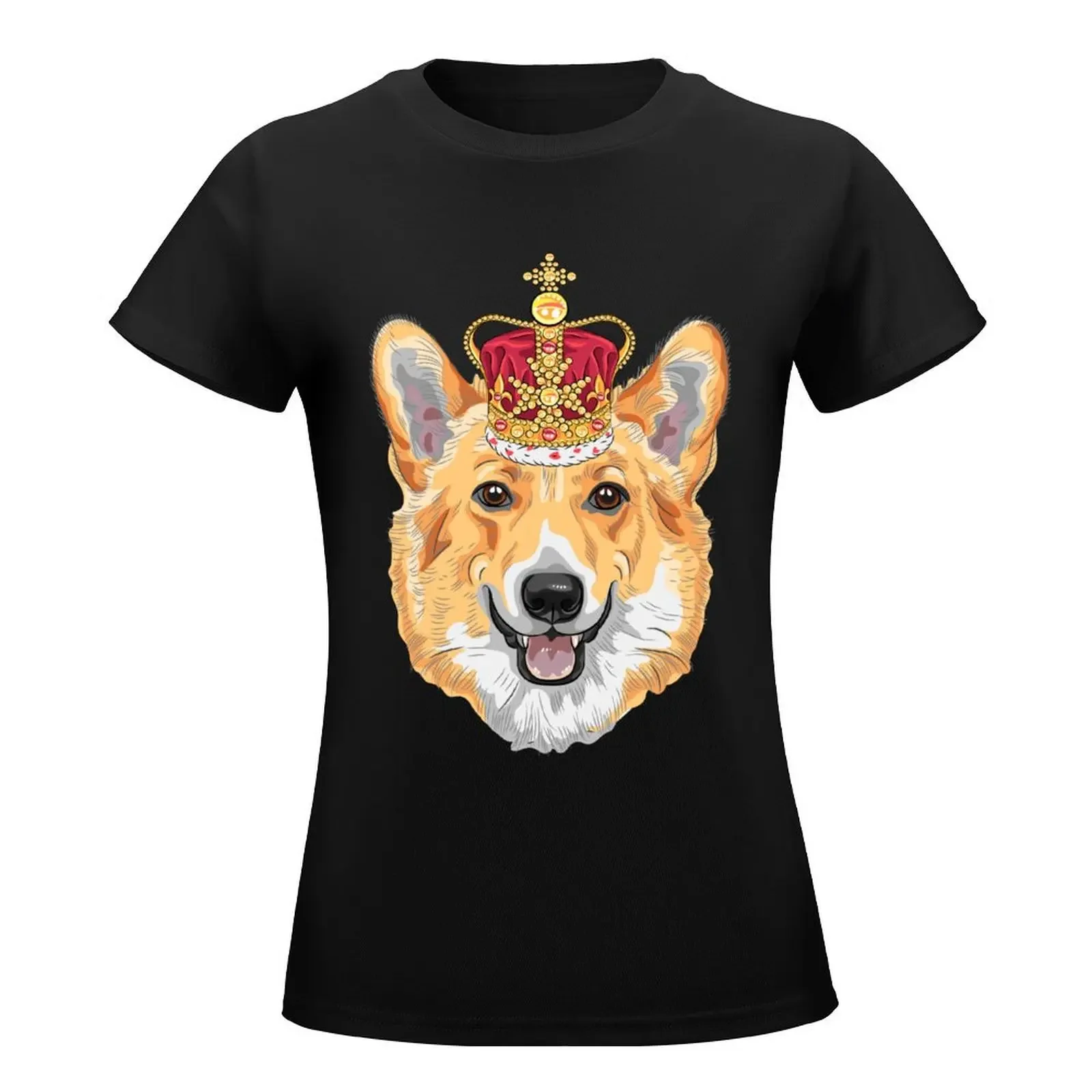 Pembroke Welsh corgi in gold crown T-Shirt female vintage clothes summer top workout shirts for Women