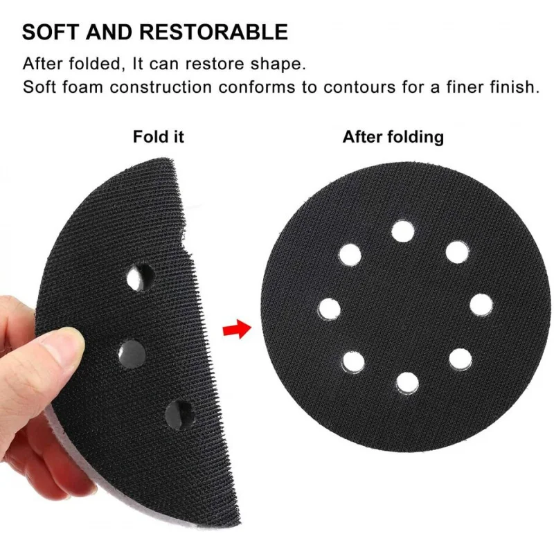 50pcs-carton 5-Inch Foam Cushion Interface Buffer Pad Orbital Sander with Hook Loop for Efficient Sanding Discs Abrasive Tools