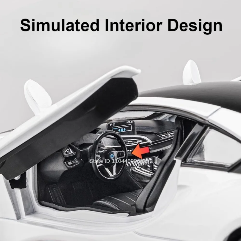 1:22 Scale I8 mc20 กีฬารถของเล่นDiecastโลหะดึงกลับจําลองเสียงหรูหรารถยนต์รุ่นคอลเลกชันเครื่องประดับ