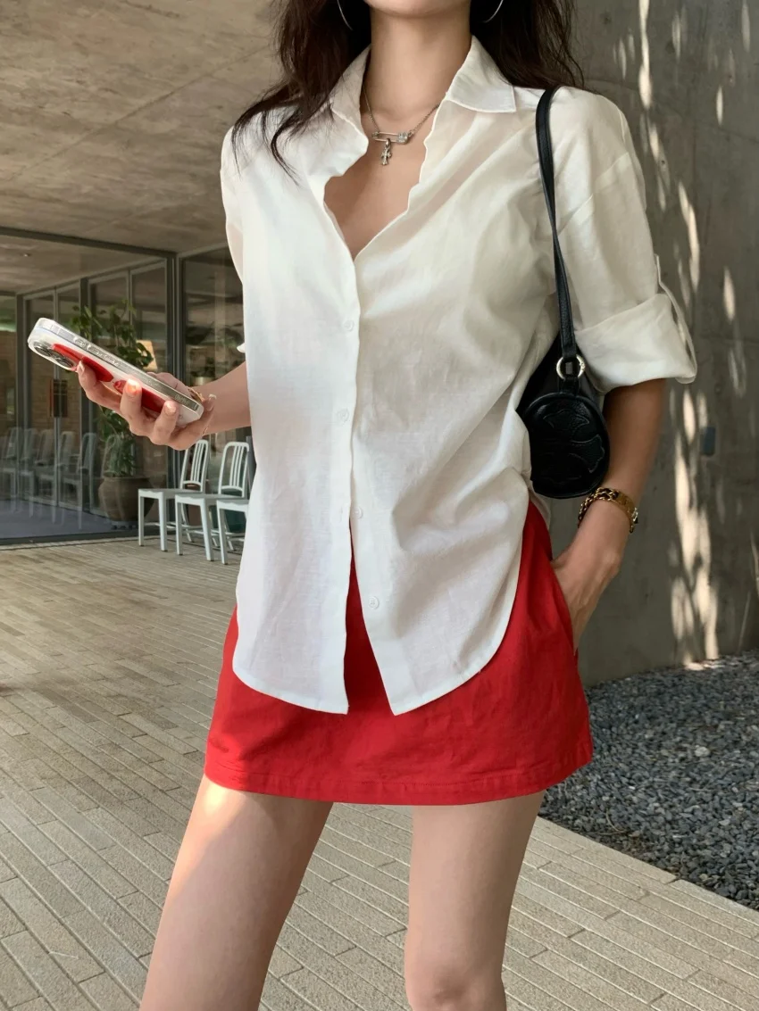 

Alien Kitty Retro Solid Shirts Streetwear High Waist Mini Skirts 2025 Work Wear Ol Chic Bodycon Office Lady Autumn Sets