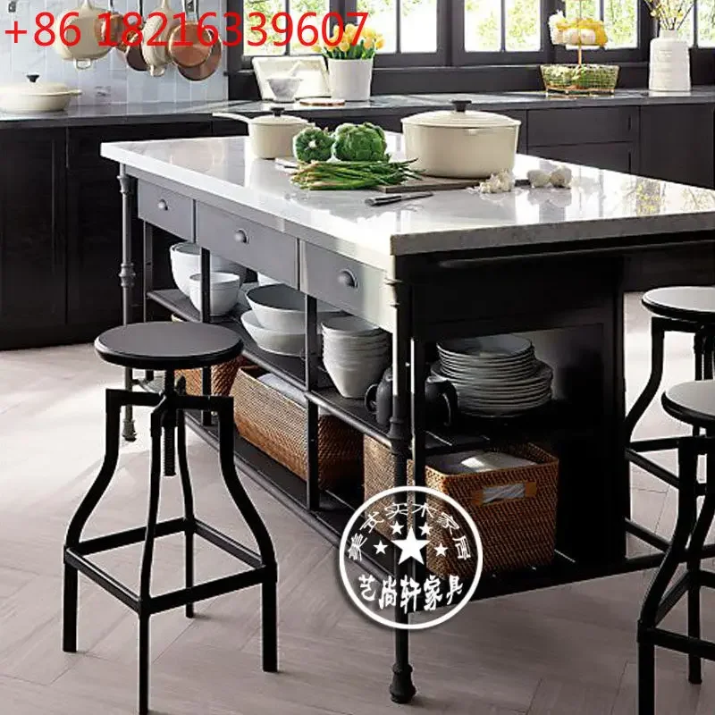 TAO  American wrought iron dining side cabinet open marble kitchen Nakajima cooking table multi-function