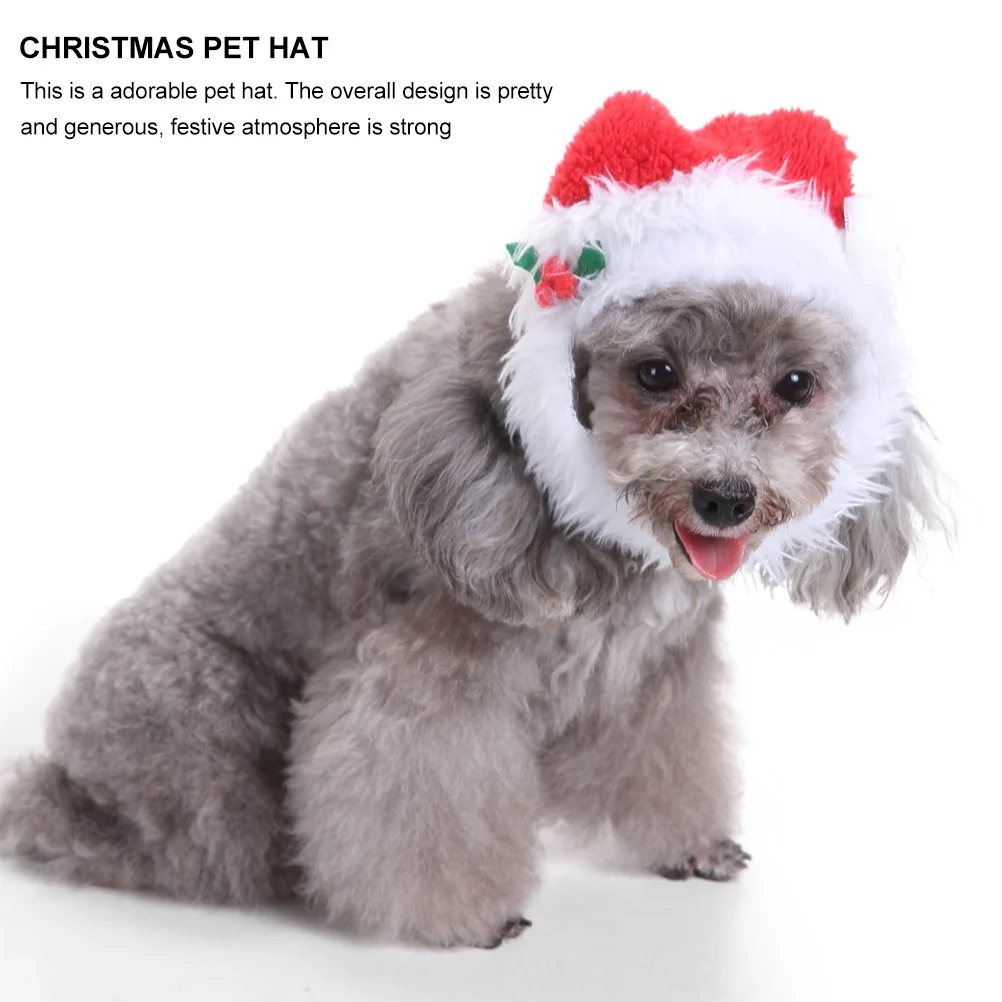 

Christmas Pet Hat Adjustable Dog Cat Head Wear Soft Fabric Xmas Party Cosplay Headdress Christmas Pet Hat Dog Head Wear