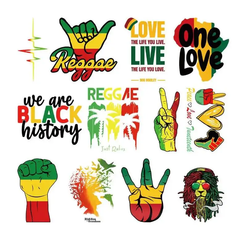 Impresión de transferencia de calor hierro en parches de ropa, puño de Color, ECG, León, árbol de coco, lavable, camiseta, decoración de bricolaje