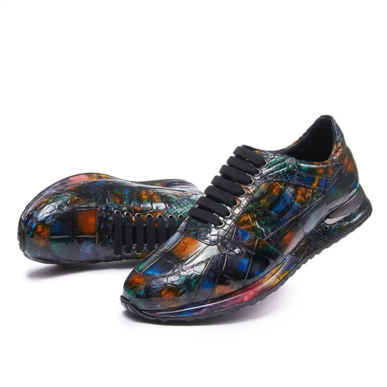 2025 new arrival Fashion Crocodile Skin causal shoes men,male Genuine leather sneakers  pdd653