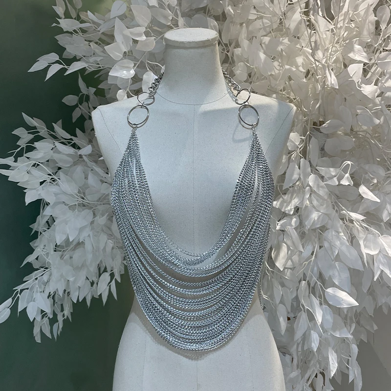 

Sexy Hollow out Metal Iron Chain Crop Top Trendy Bal Strap Design Street Sle Faionable Women's Vest Tank Top