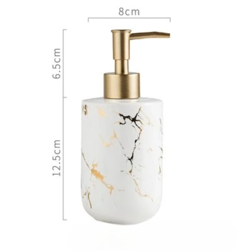 Nordic Matte Gold Ceramics Bathroom Accessories Set Soap Dispenser/Toothbrush Holder/Tumbler/Soap Dish luxurious Washing Set - view 6
