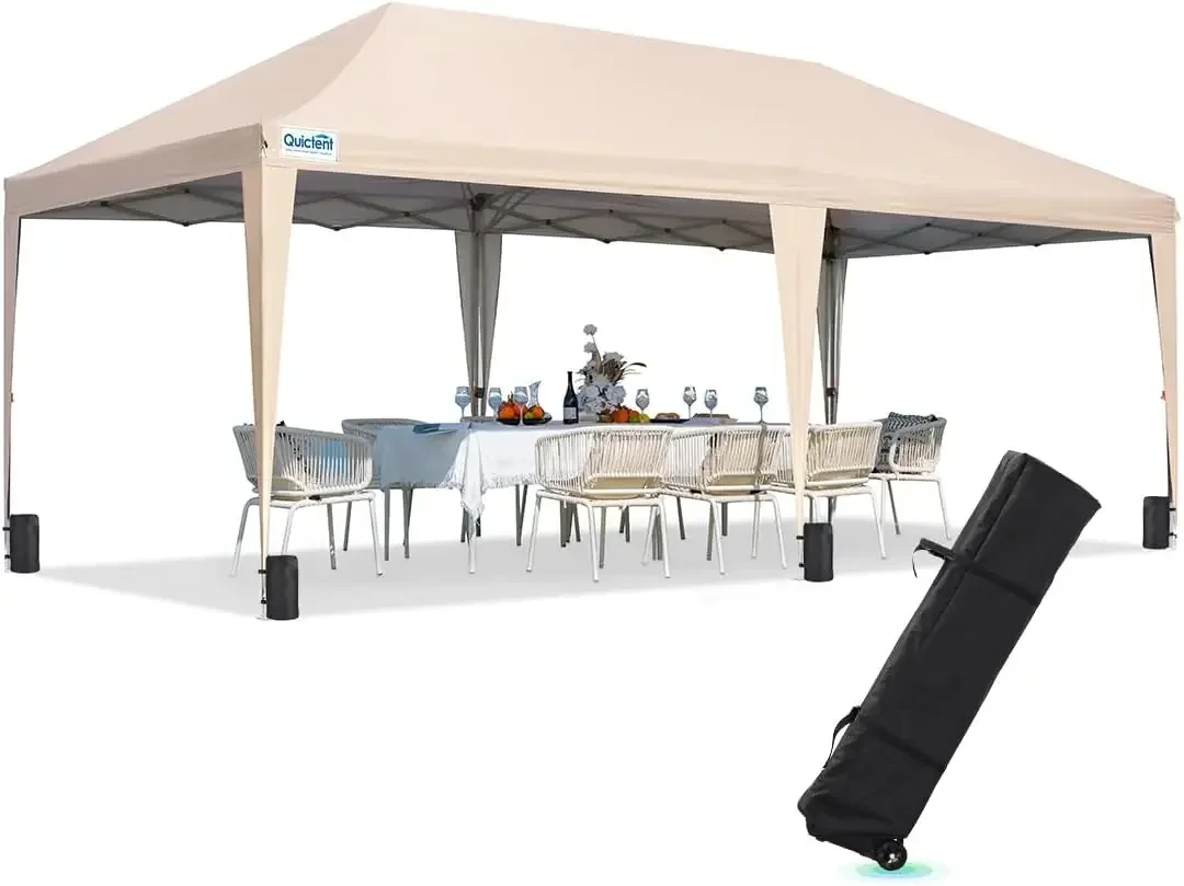 10x20ft Pop up Canopy Tent Party Tent Outdoor Event Gazebo Waterproof with Roller Bag(Beige)